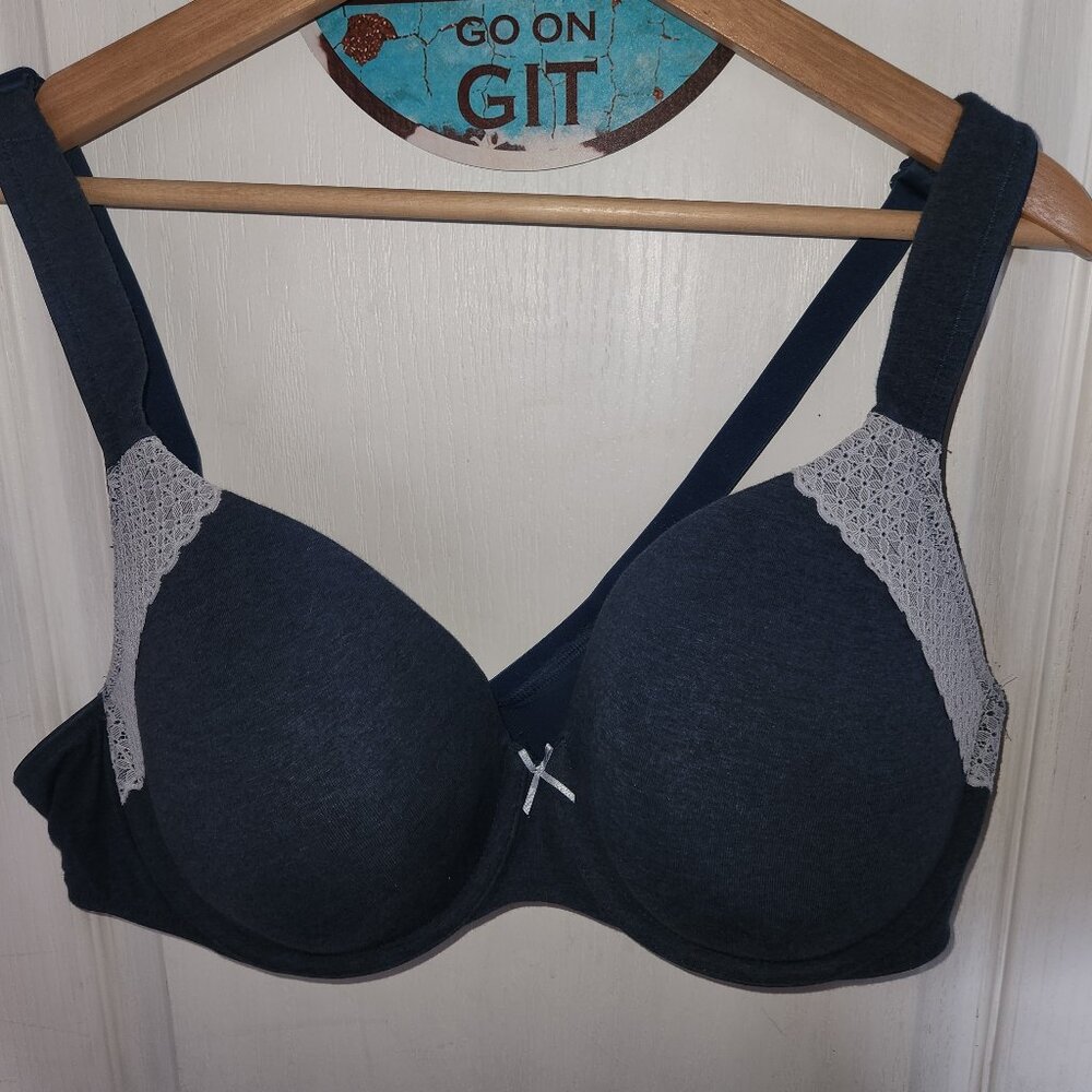 Cacique Denim Blue and Lace Underwire Bra 44C